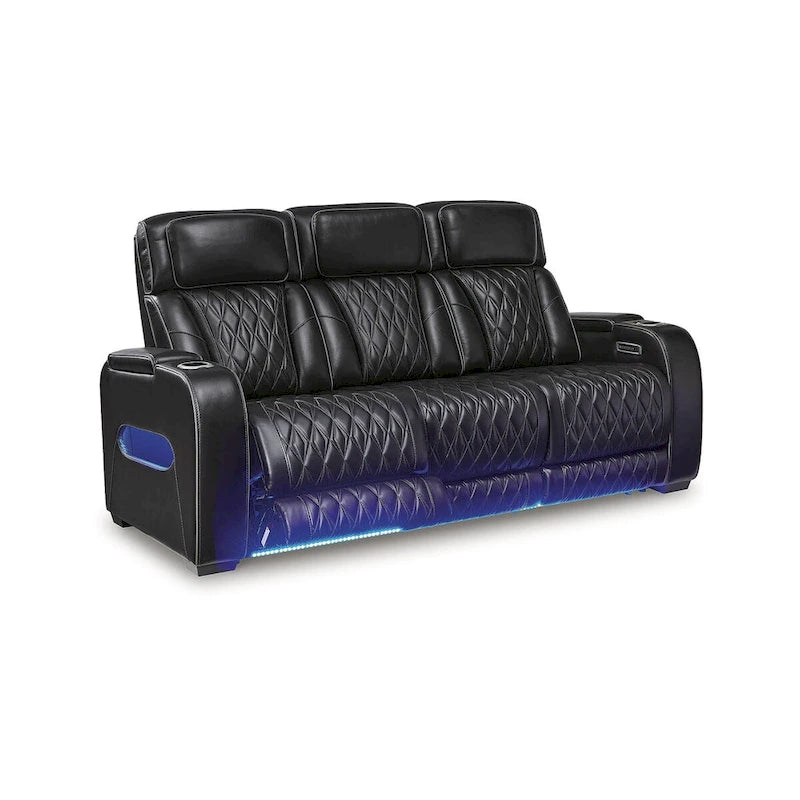 Canapé inclinable électrique noir avec massage et chauffage, 3 places