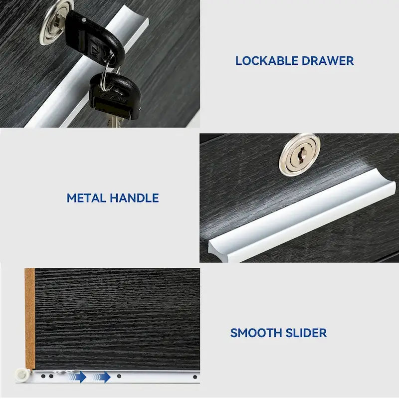 Classeur mobile 3 tiroirs avec roulettes, blanc/noir/gris, utilisateur unique