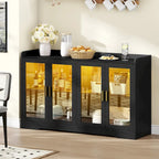 Moasis 55  Sideboard Buffet Cabinet with LED Light, Storage Cabinet with Doors and Adjustable Shelves