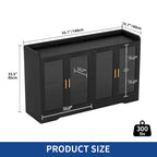 Buffet de 55 po avec lumières DEL et étagères réglables – Gris / Blanc / Noir