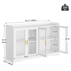 Buffet de 55 po avec lumières DEL et étagères réglables – Gris / Blanc / Noir