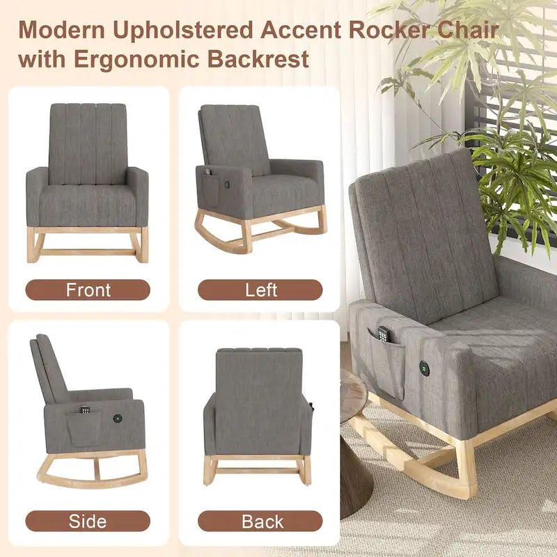Fauteuil à bascule/planeur réglable une place marron/gris/blanc