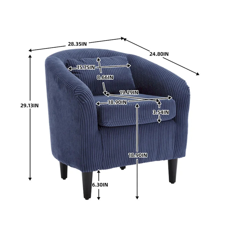 Fauteuil seau en tissu multicolore avec coussin et oreiller, 1 personne