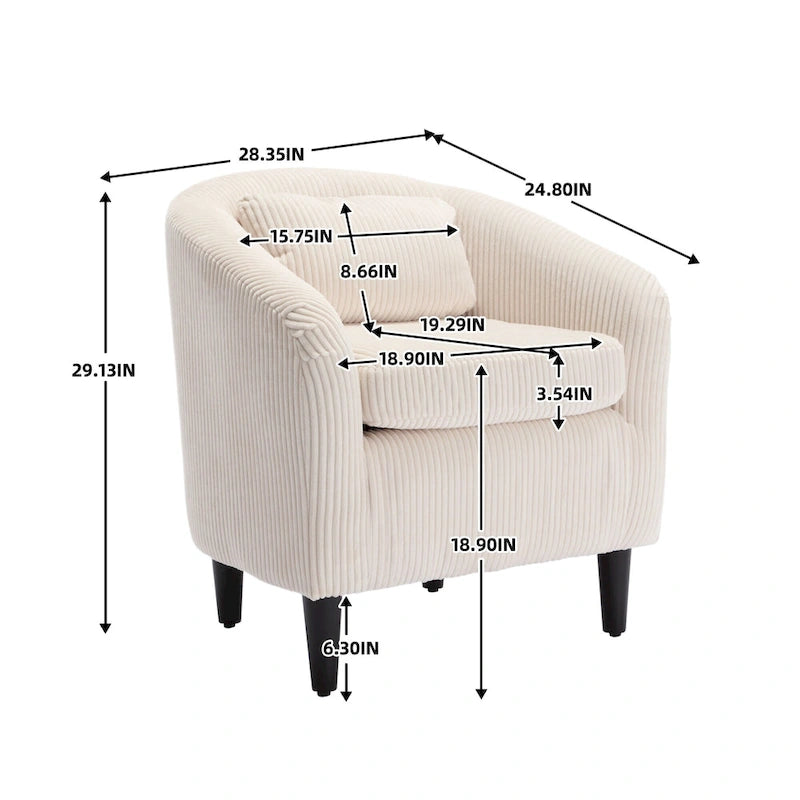Fauteuil seau en tissu multicolore avec coussin et oreiller, 1 personne
